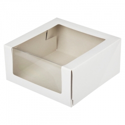 Коробка для торта белая 225х225х110 мм. с окном, в упаковке 50шт.